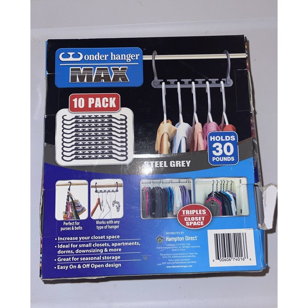 Wonder Hanger MAX Closet Storage Organizer for Clothes Hangers 10 Pack (NIB) - Picture 2 of 4
